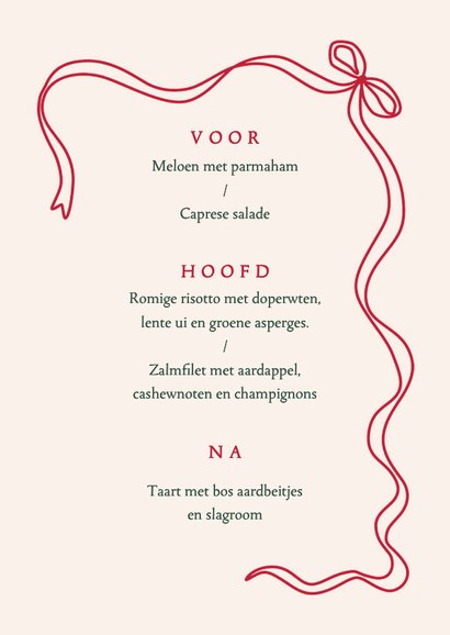Uitnodiging kerst menu ruit en strikje 3
