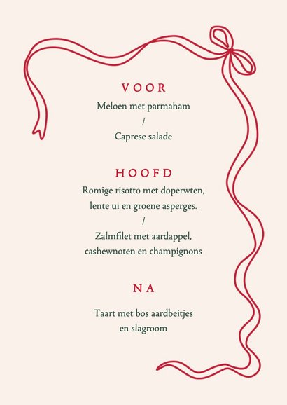 Uitnodiging kerst menu ruit en strikje 3