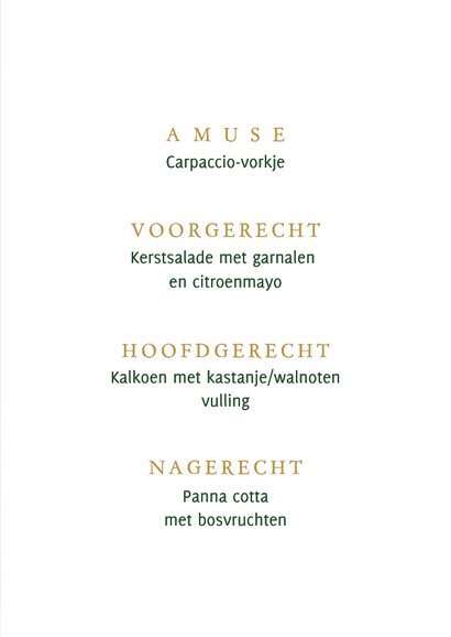 Uitnodiging kerst menu stijlvol diner 3
