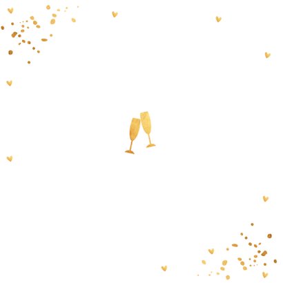 Uitnodiging kerstborrel goud confetti vierkant 2