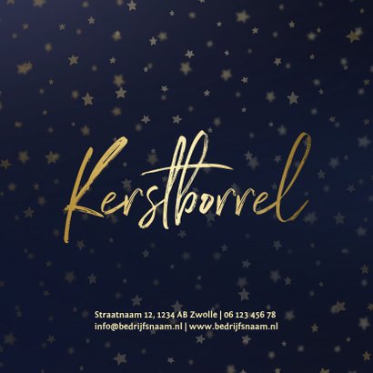 Uitnodiging kerstborrel goud met sterren 2