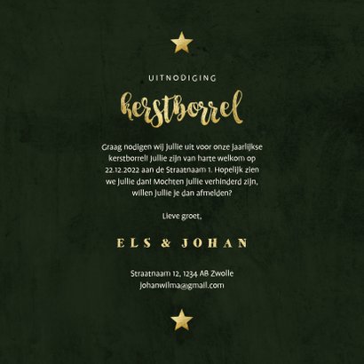 Uitnodiging kerstborrel jungle bladeren met lampjes 3