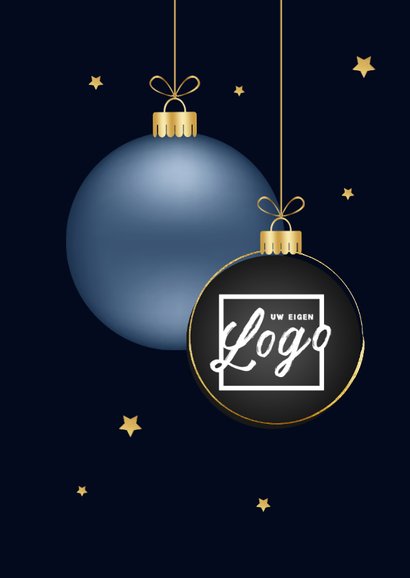 Uitnodiging kerstborrel kerstbal goud sterren 2