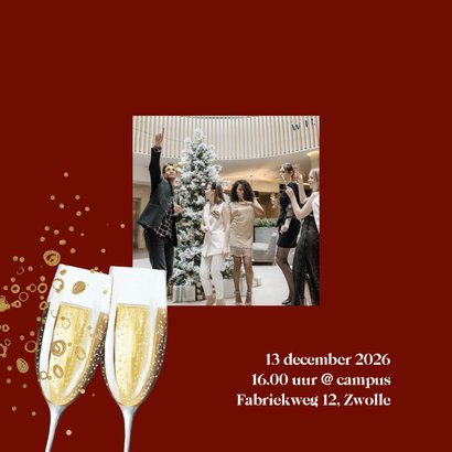 Uitnodiging kerstborrel watercolor kersttakken 2