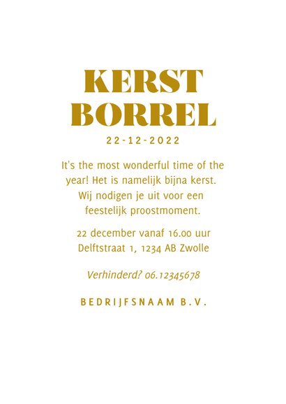Uitnodiging kerstborrel zakelijk met blauwe kerstbal 3