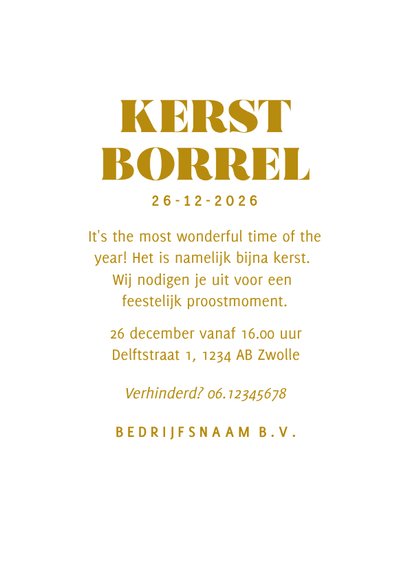 Uitnodiging kerstborrel zakelijk met blauwe kerstbal 3