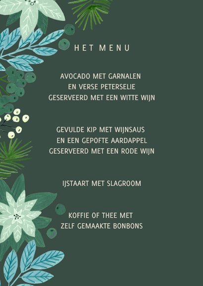 Uitnodiging kerstdiner botanische illustratie kerst 2