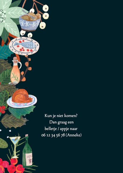 Uitnodiging kerstdiner doodle eten kerstfeest 2