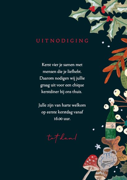 Uitnodiging kerstdiner doodle eten kerstfeest 3