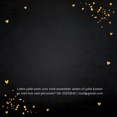 Uitnodiging kerstdiner gouden confetti krijtbord 2