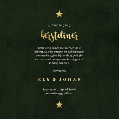Uitnodiging kerstdiner jungle bladeren met lampjes 3