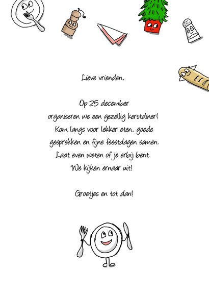 uitnodiging kerstdiner met borden bestek en meer 3