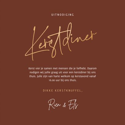 Uitnodiging kerstdiner stijlvol roest 3