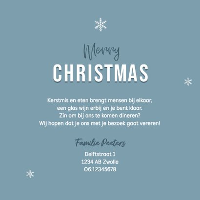 Uitnodiging kerstdiner stijlvol winter pastel blauw 3