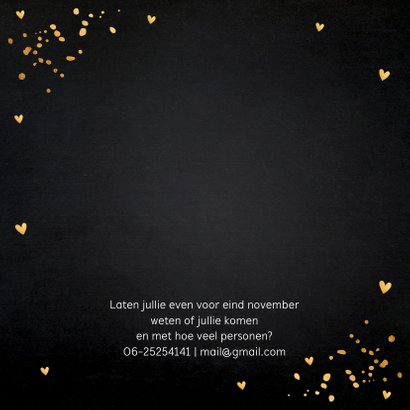 Uitnodiging kerstdiner zwart goudlook confetti 2