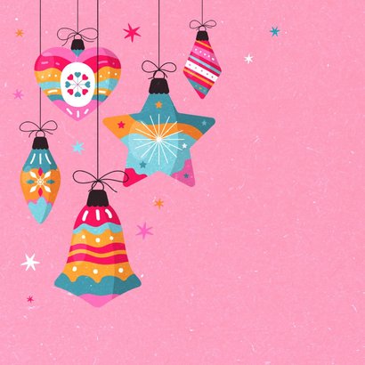 Uitnodiging kerstfeest party kerstballen kleurrijk trend 2