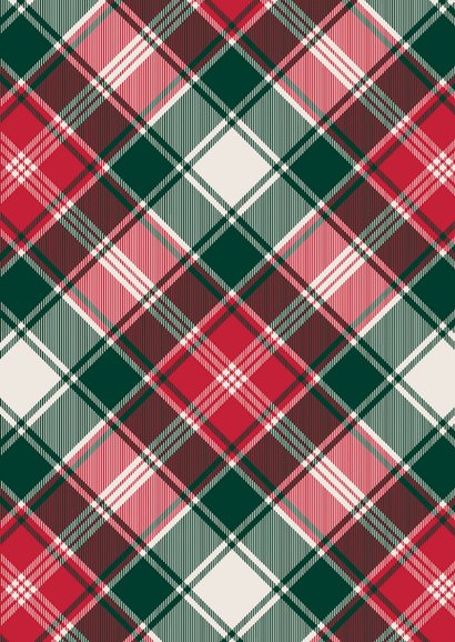 Uitnodiging kerstfeest ruit en strik Achterkant