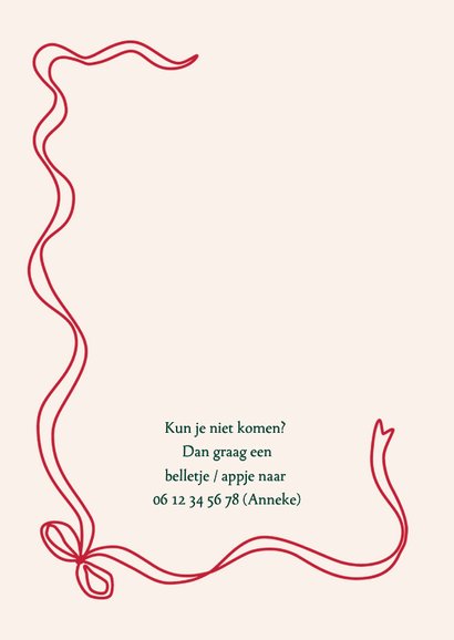 Uitnodiging kerstfeest ruit en strikje 2