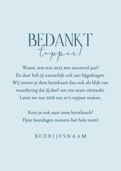 Uitnodiging kerstlunch sneeuwsterren blauw winter zakelijk 3