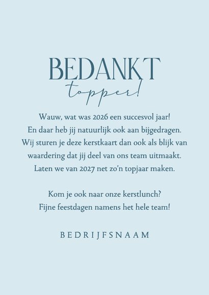 Uitnodiging kerstlunch sneeuwsterren blauw winter zakelijk 3