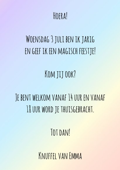 Uitnodiging (kinder)feestje Unicorn 3