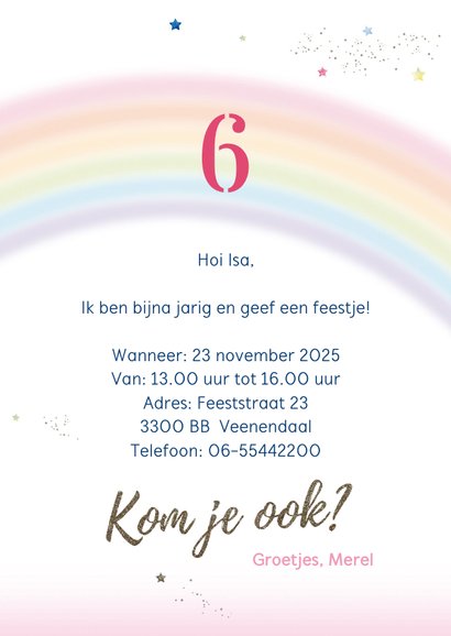 Uitnodiging kinderfeest Unicorn ansichtkaart 3