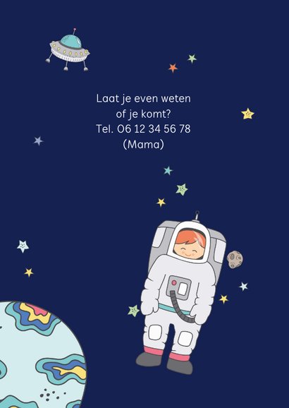 Uitnodiging kinderfeestje astronaut 2