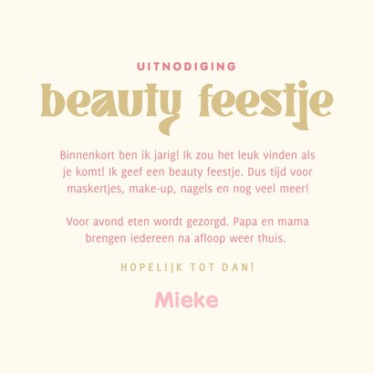 Uitnodiging kinderfeestje beauty en make-up  3