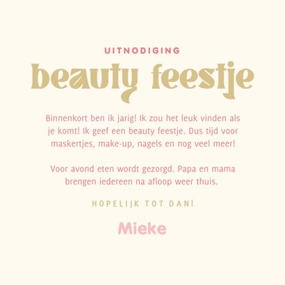 Uitnodiging Kinderfeestje Beauty En Make Up Kaartje2go