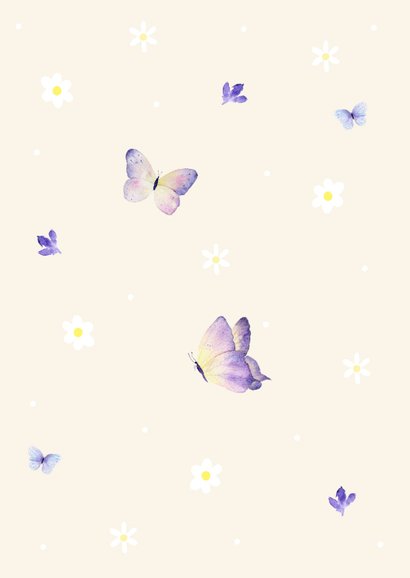 Uitnodiging kinderfeestje bloemetjes en vlinders 2