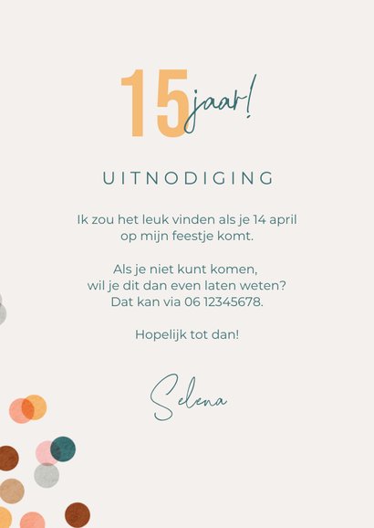 Uitnodiging kinderfeestje confetti foto's papier 3