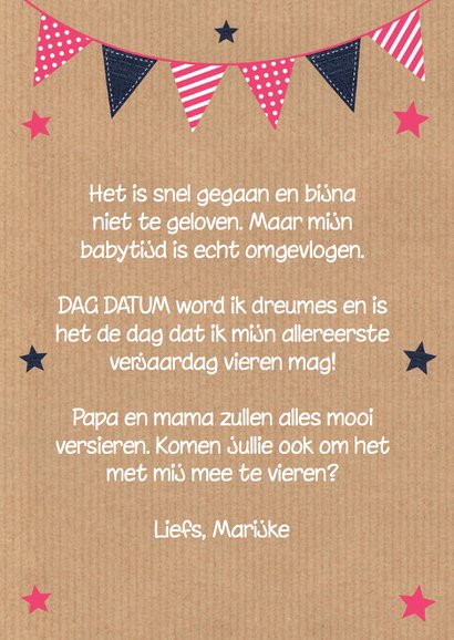 Uitnodiging kinderfeestje fotocollage kraft wolkje meisje 3