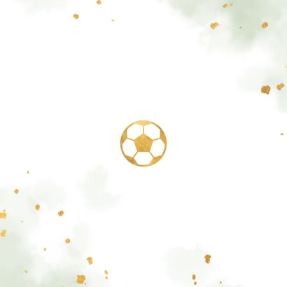 Uitnodiging kinderfeestje gouden voetbal met waterverf Achterkant