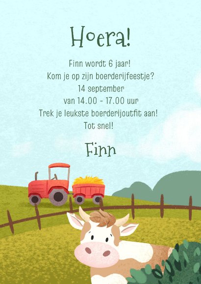 Uitnodiging kinderfeestje in boerderij thema 3