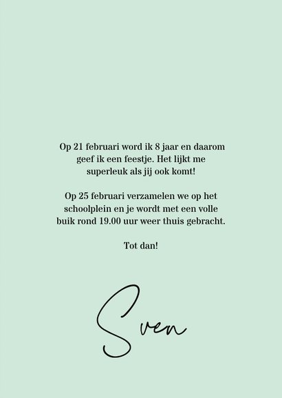 Uitnodiging kinderfeestje jongen stoer krijtbord 3