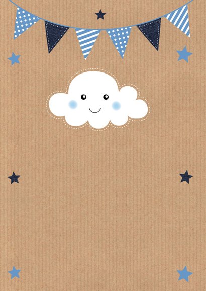 Uitnodiging kinderfeestje kraft blauw fotocollage slinger 2