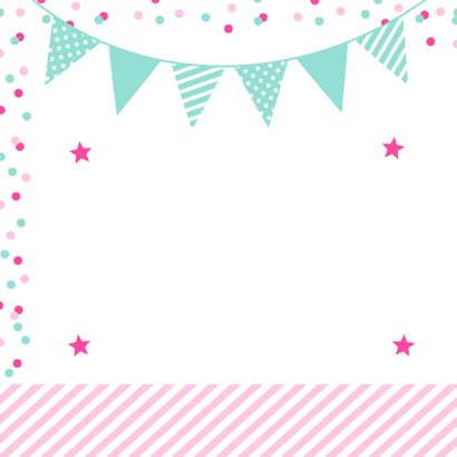 Uitnodiging kinderfeestje meisje confetti roze vakken 2