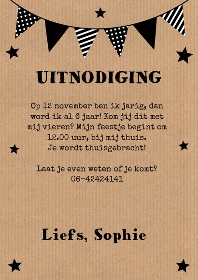uitnodiging kinderfeestje meisje fotocollage slinger kraft 3