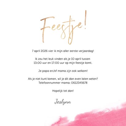 uitnodiging kinderfeestje meisje waterverf giraf hartjes 3