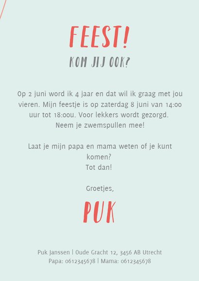 Uitnodiging kinderfeestje met dieren in een luchtballon 3