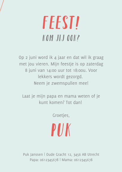 Uitnodiging kinderfeestje met dieren in een luchtballon 3