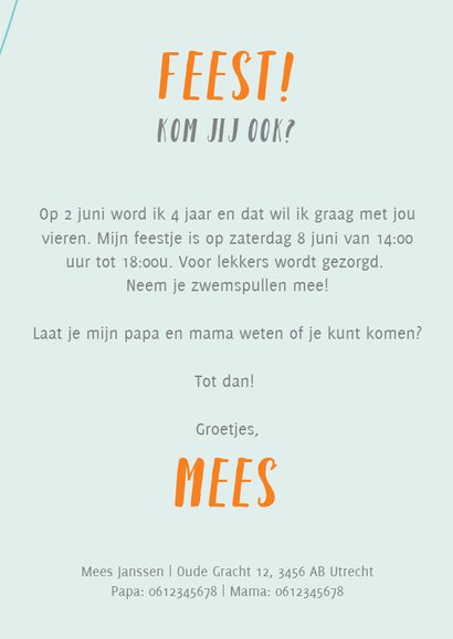 Uitnodiging kinderfeestje met vrolijke diertjes in ballon 3
