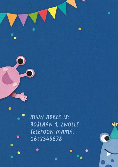 Uitnodiging kinderfeestje monsters 2