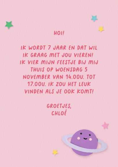Uitnodiging kinderfeestje regenboog en vallende ster 3