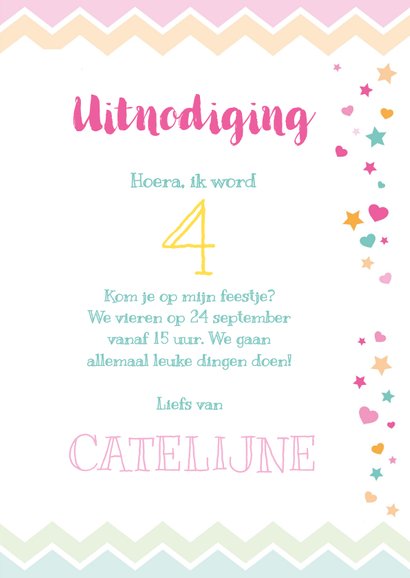 Uitnodiging kinderfeestje regenboog & wolkjes 3