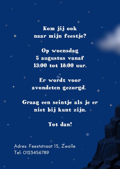 Uitnodiging kinderfeestje ridder op vliegende draak 3