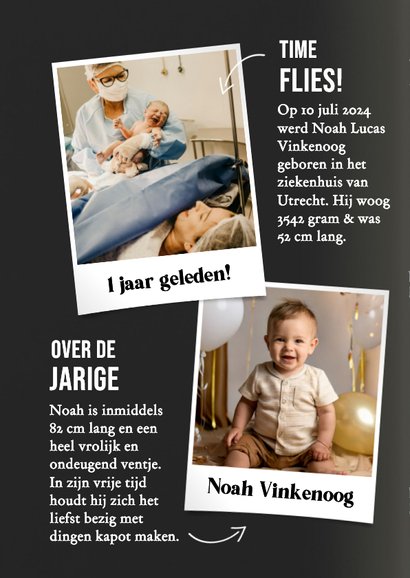 Uitnodiging kinderverjaardag tijdschrift stijl met foto 2