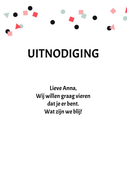 Uitnodiging Kraamborrel meisje confetti met foto 2