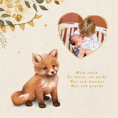 Uitnodiging kraamfeest lief zusje of broertje herfst vosjes 2
