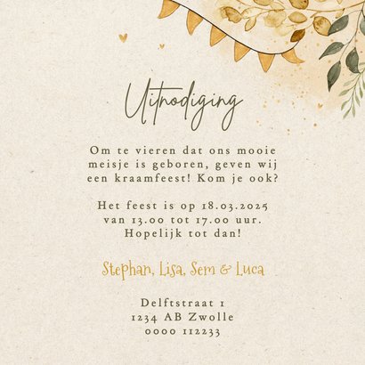 Uitnodiging kraamfeest lief zusje of broertje herfst vosjes 3